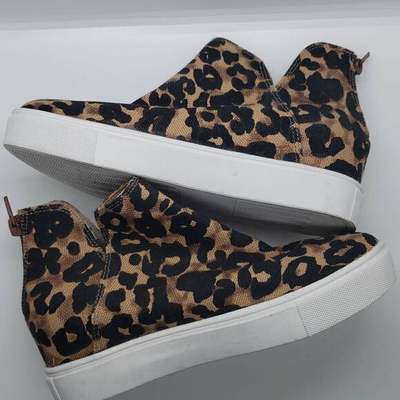 Steve Madden Women Claud Wedge Sneaker Ankle Boots Animal Print Size 5 - Picture 3 of 7